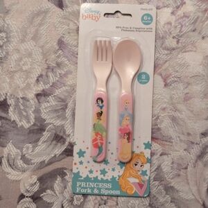 Disney Princess Fork & Spoon Set - Pink